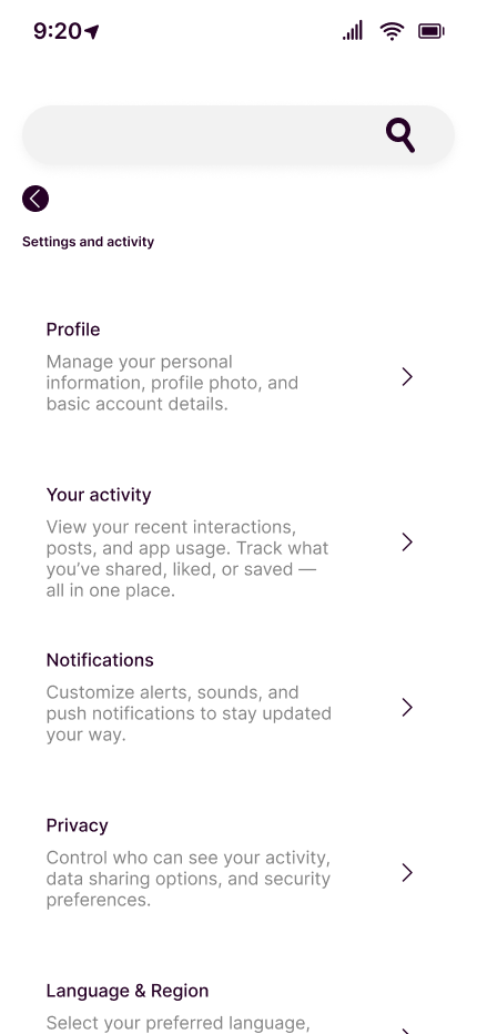 Social Club settings screen