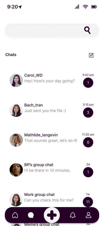 Social Club chat screen