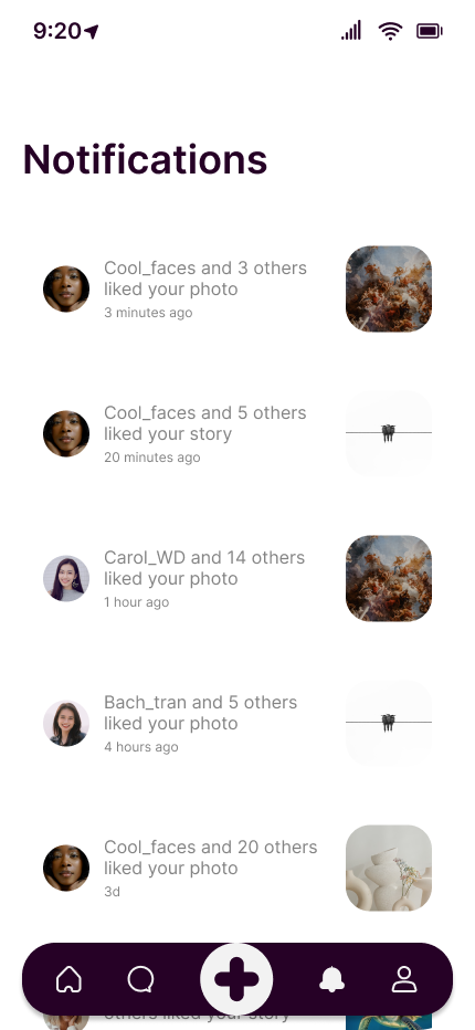 Social Club notifications screen