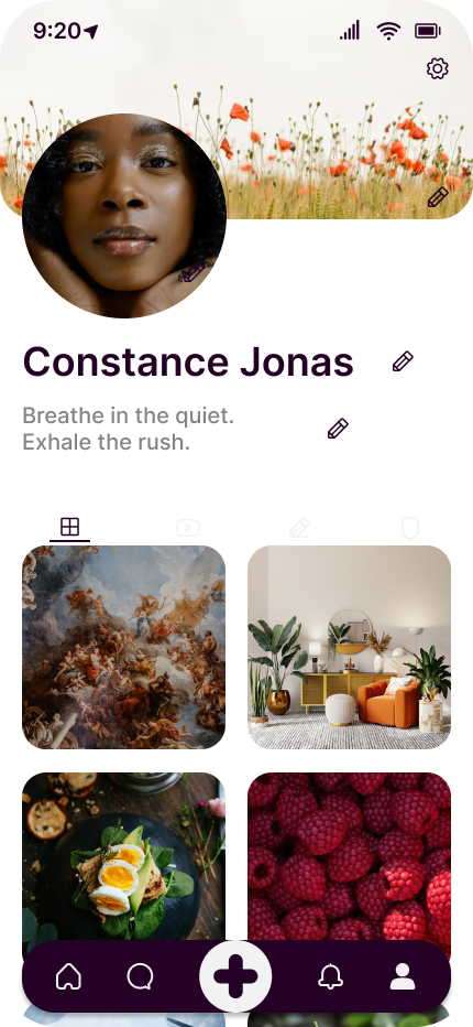 Social Club profile and curated grid