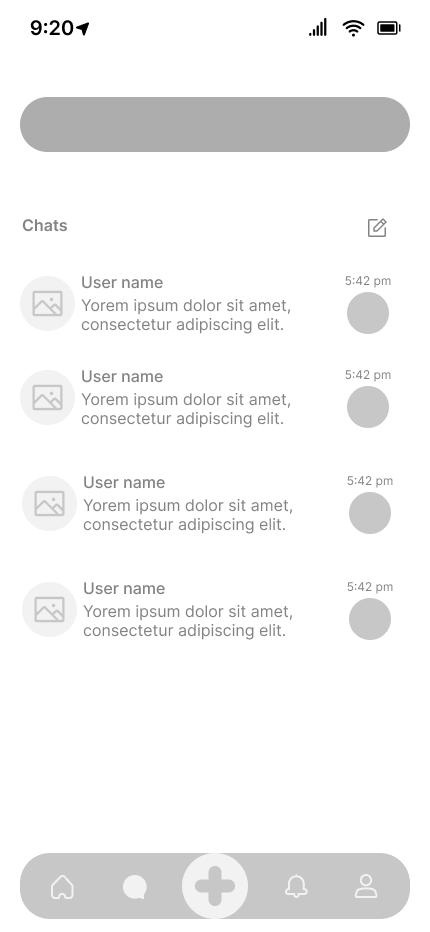 Lowfi wireframe — chat screen